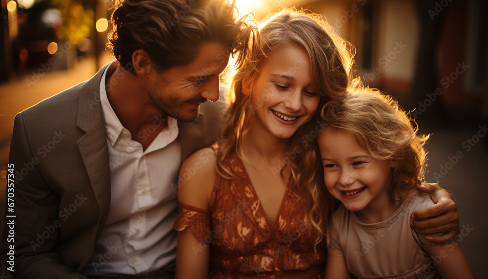 A happy family enjoying outdoor fun, love and togetherness generated by AI A happy family enjoying outdoor fun, love and togetherness generated by AI