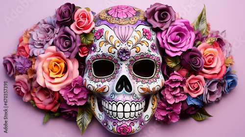 skull with rose HD 8K wallpaper Stock Photographic Image  © AA