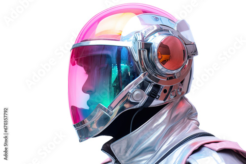  image of a man in a suit and helmet, in the style of cyberpunk surrealism, mobile sculptures, chromatic saturation, made of glass, vaporwave, grey academia isolated PNG