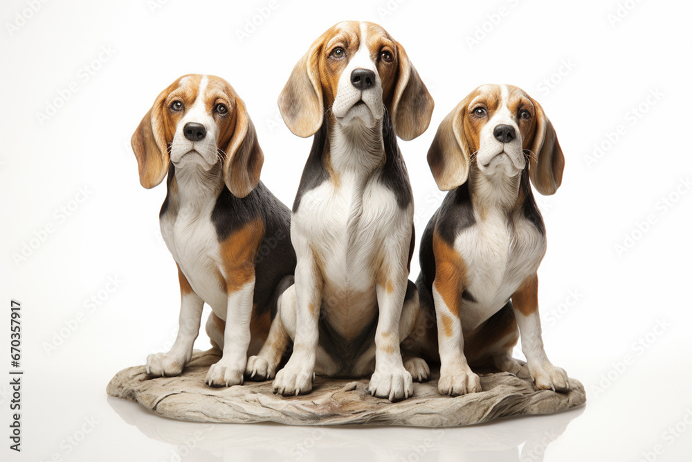 beagle puppy on white background generative ai