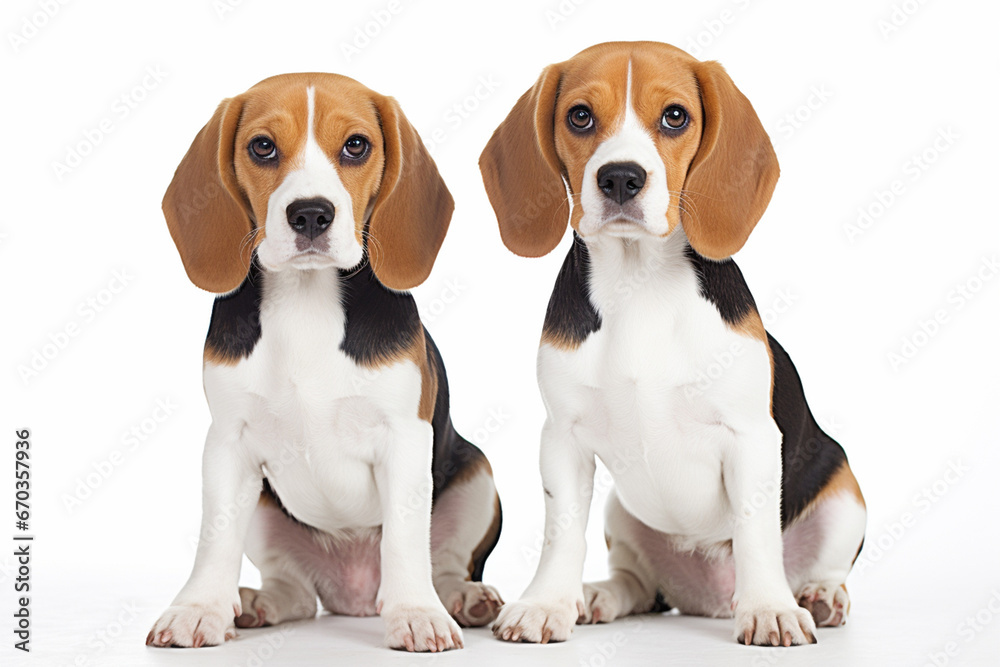 beagle puppies isolated on white generative ai