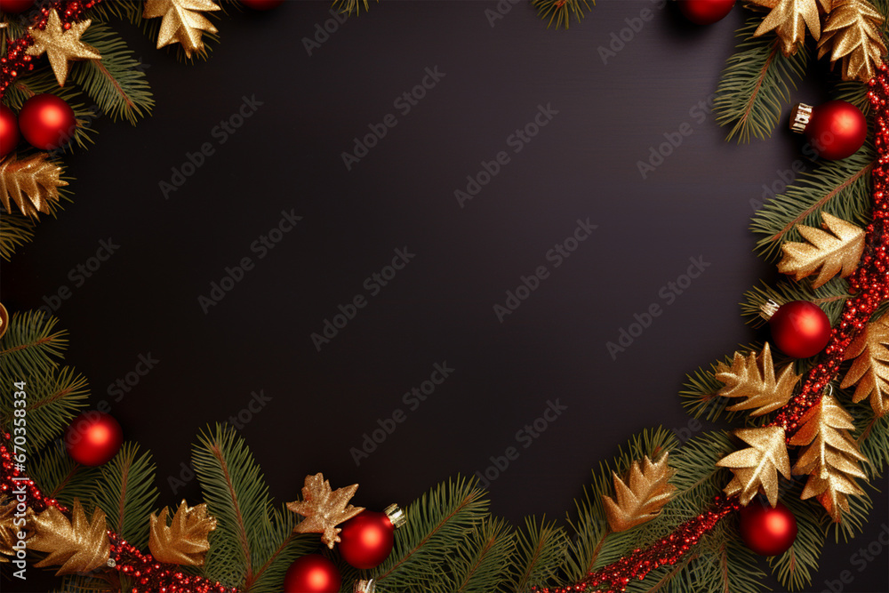 christmas background with branches and balls generative ai christmas background with branches and balls generative ai