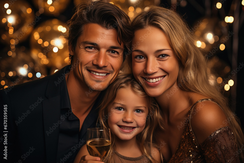 family celebrating new year or christmas festival family celebrating new year or christmas festival