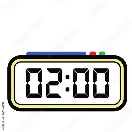 Digital Clock Time at 02:00, Time Illustration 24 Hours Format