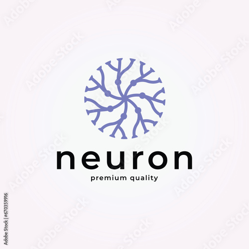 emblem circle abstract neuron logo for medical idea design, brain icon illustration vector