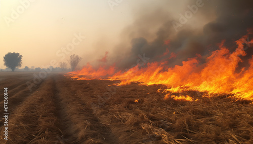 Stubble Burning in Haryana Causes Air Pollution photo