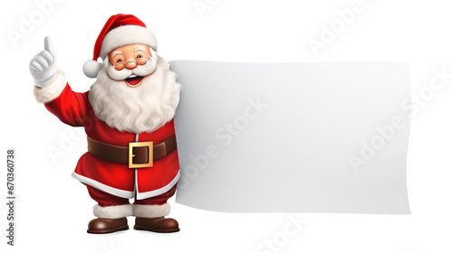 Santa Claus pointing in white blank sign for text on transparent background PNG © Rames studio