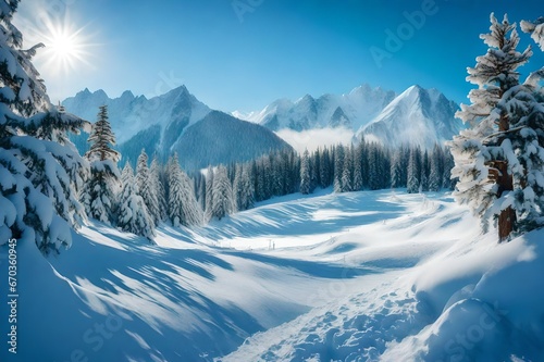 Winter landscape in the mountains