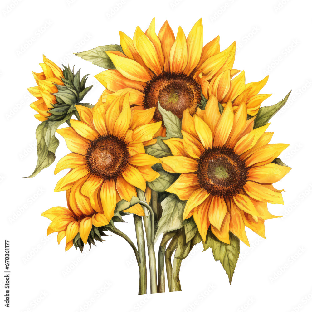 Naklejka premium watercolor sunflower clipart