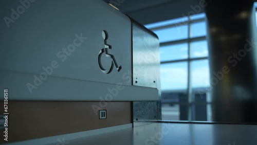 handicap sign in sitting area at airport photo