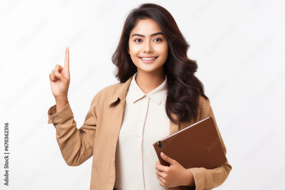 Young college girl holding book in hand Young college girl holding book in hand
