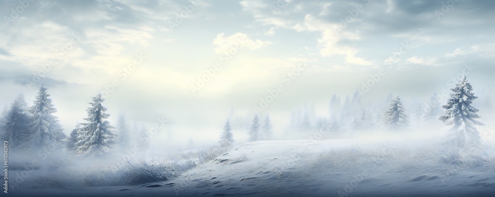 custom made wallpaper toronto digitalSoft fog winter snow theme landscape frame background Generative AI