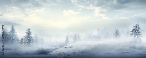 Soft fog winter snow theme landscape frame background Generative AI © LayerAce.com