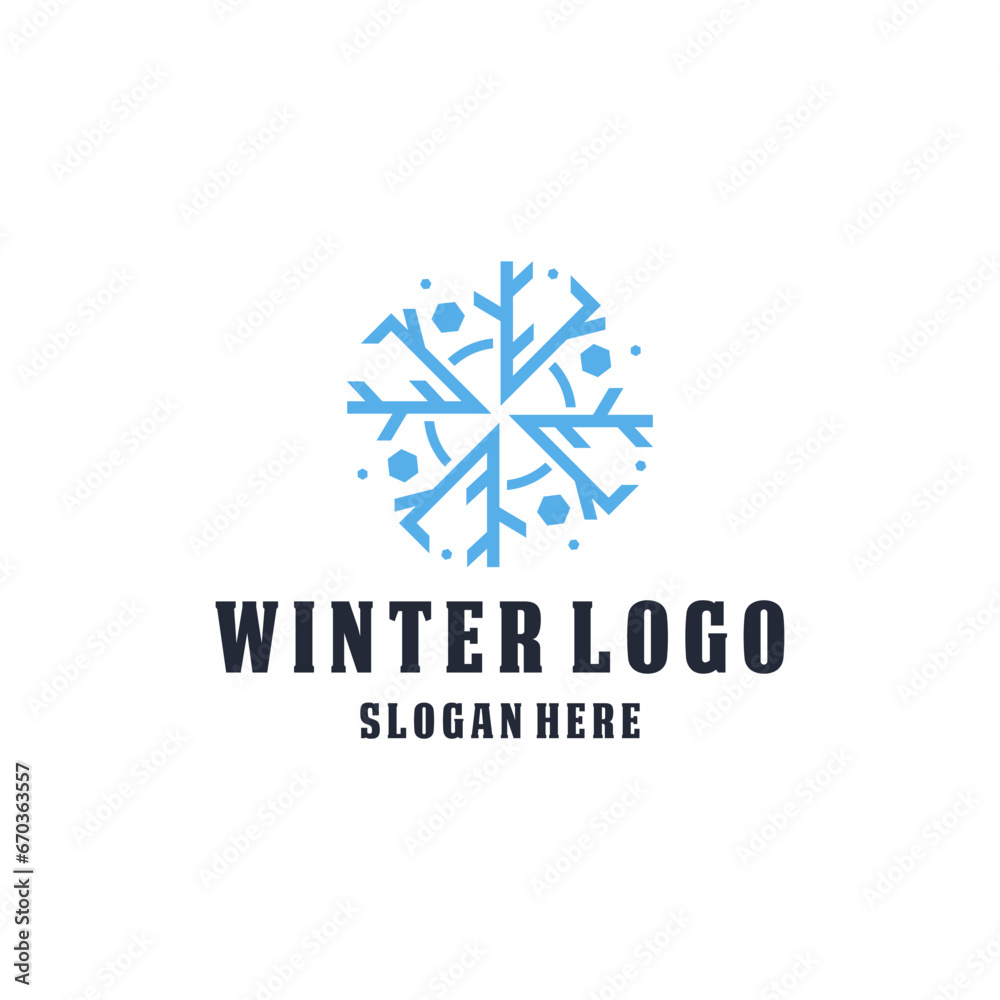 Winter abstract snow shape vector logo illustration Winter abstract snow shape vector logo illustration