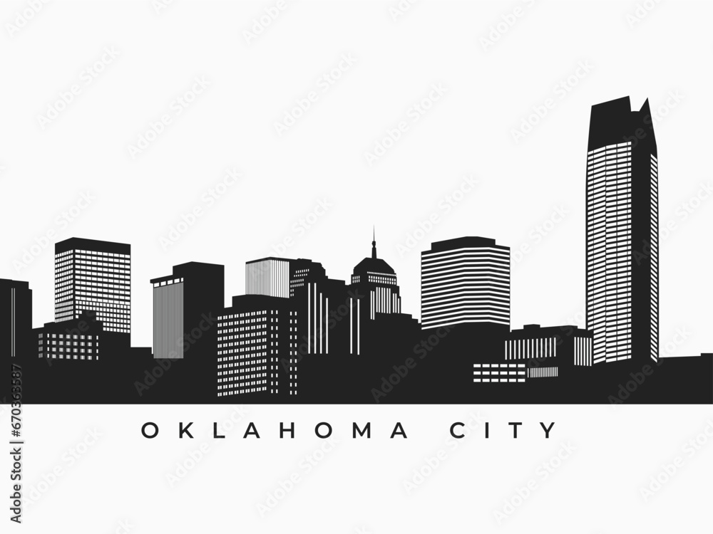 Oklahoma city skyline silhouette. United states of america skyscraper vector for your design