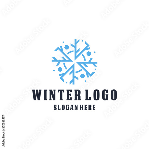 Winter abstract snow shape vector logo illustration