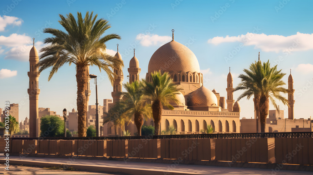 Naklejka premium Mosque in old Cairo, beautiful eastern architecture of Egypt