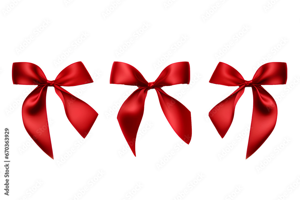 Fototapeta premium Red bow isolated on r white background, png