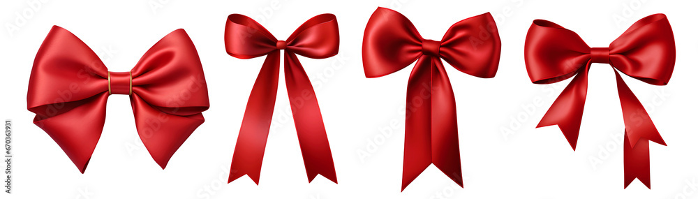 Red bow isolated on r white background, png