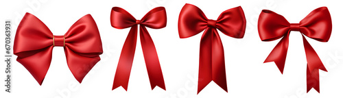 Red bow isolated on r white background, png