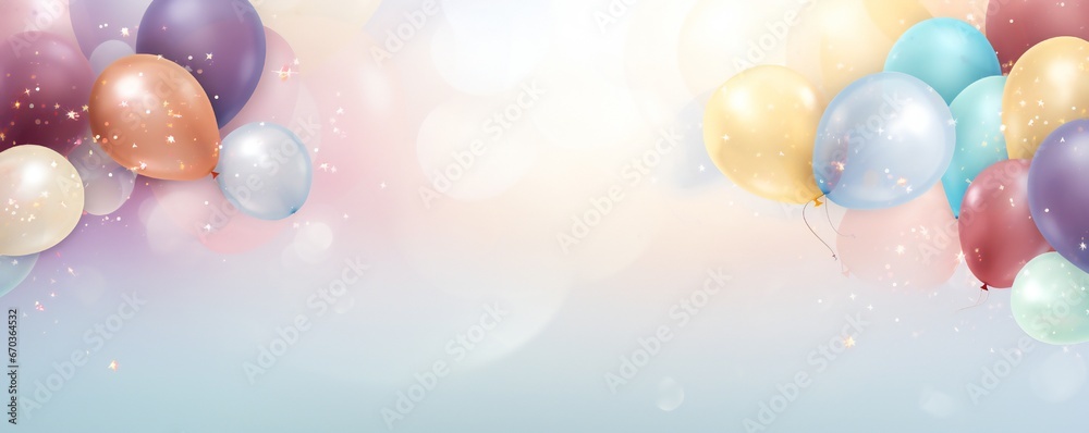 Soft gentle Birthday background composition with balloons and confetti birthday card or invitation design Generative AI Soft gentle Birthday background composition with balloons and confetti birthday card or invitation design Generative AI