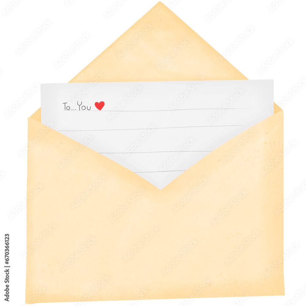 hand drawn envelope with text paper to you , Valentine envelope , png illustration .