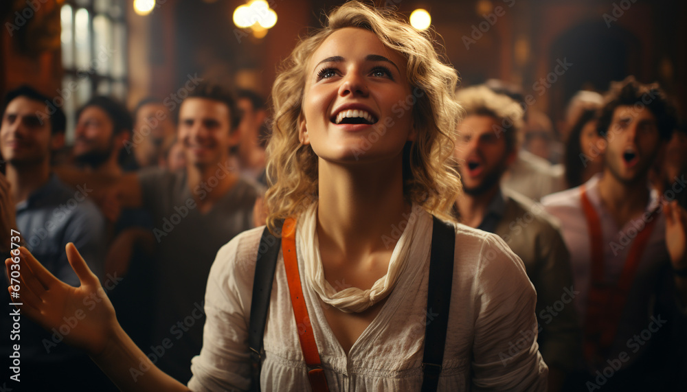 Young adults enjoying a fun night at a crowded nightclub generated by AI Young adults enjoying a fun night at a crowded nightclub generated by AI