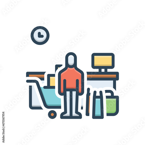 Color illustration icon for customer