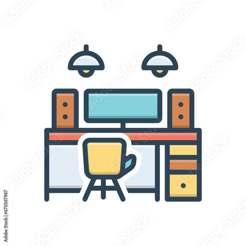 Color illustration icon for desk