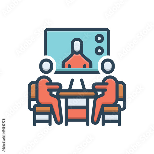 Color illustration icon for meeting