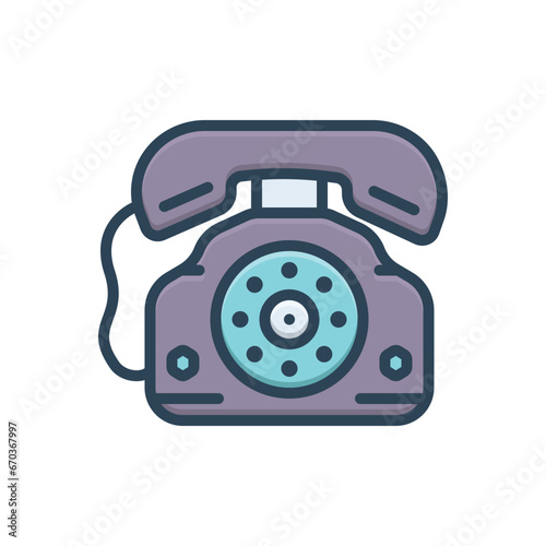 Color illustration icon for telephone