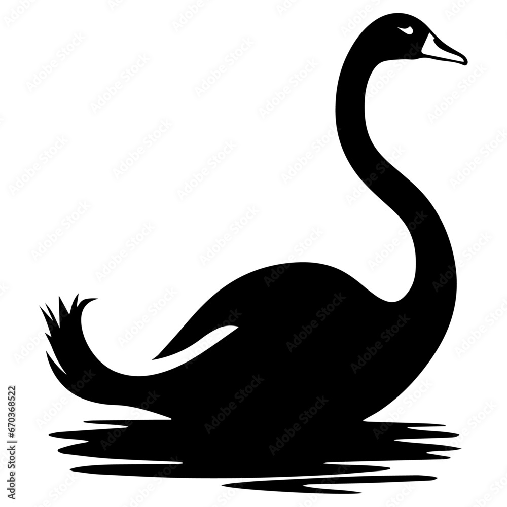 Fototapeta premium Swan vector silhouette illustration black color