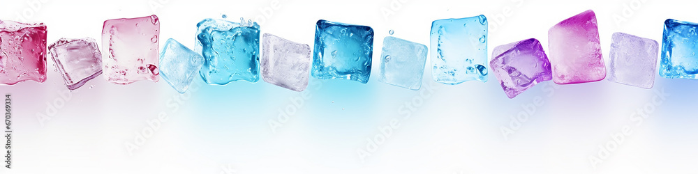 ice cubes long narrow background on white ice cubes long narrow background on white