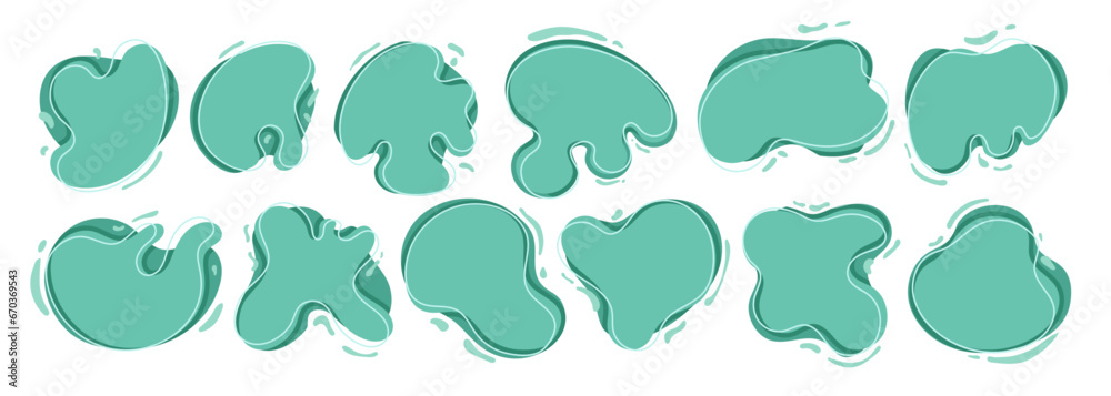 Amorphous blob vectors in sets. Asymmetrical hand drawn illustration elements