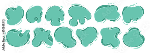 Amorphous blob vectors in sets. Asymmetrical hand drawn illustration elements