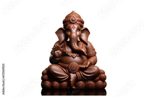 chocolate idol of lord ganesha on an isolated transparent background