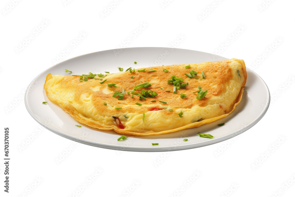 omelet on an isolated transparent background - obrazy, fototapety, plakaty 