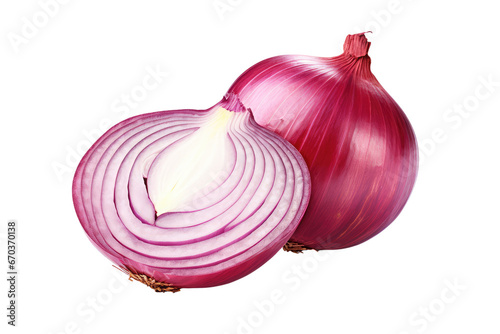 onion slices on isolated transparent background