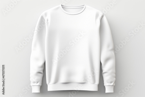 A white sweatshirt with a long sleeve on a white background