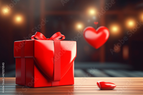 A red heart with a gift box on the top