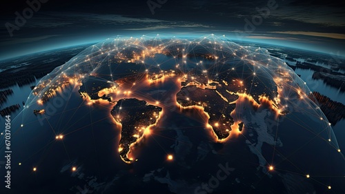 A WAN symbol bridging continents, highlighting the global reach of wide area networks