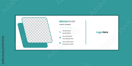 Corporate email signature with with an author photo place modern and minimal layout photo