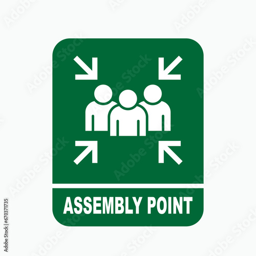 Assembly Point Sign. Appointment Place, Gathering Icon - Vector.