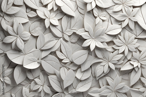 White floral leaves 3d tiles wall texture background photo