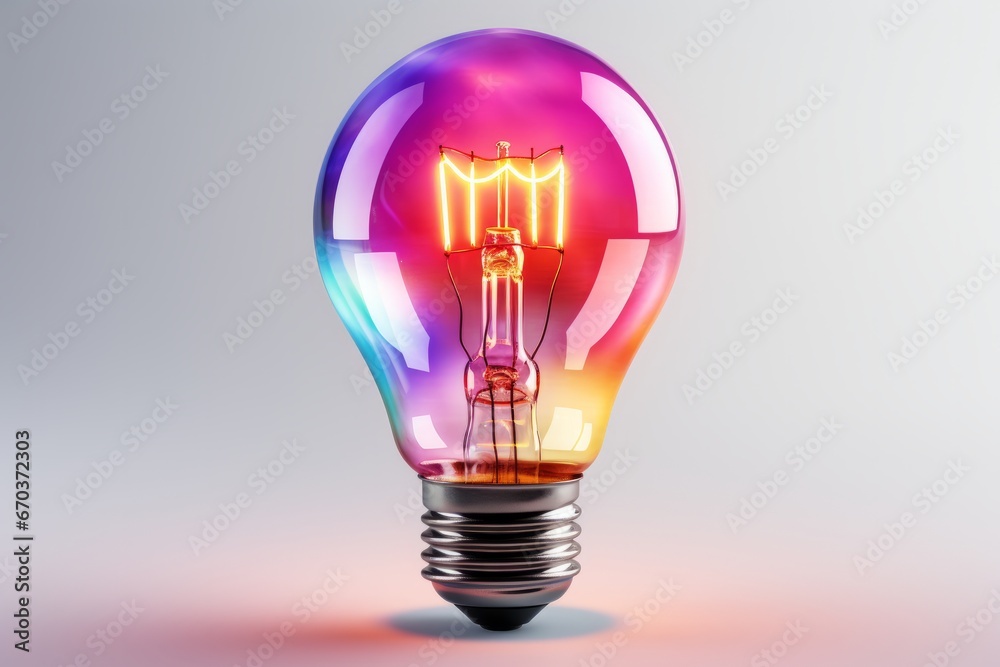 Transparent lightbulb icon with a gentle color gradient, representing the depth and complexity of creative ideas, Generative AI Transparent lightbulb icon with a gentle color gradient, representing the depth and complexity of creative ideas, Generative AI