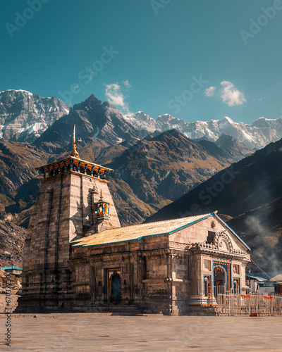 Kedarnath temple with no people in Uttarakhand, India
