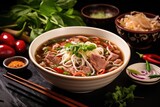 vietnamese pho, with chopsticks and spoon