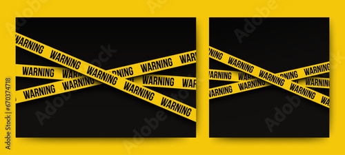 police line tape. hazard black and yellow striped ribbon, caution tape of warning signs. isolated on white. vector