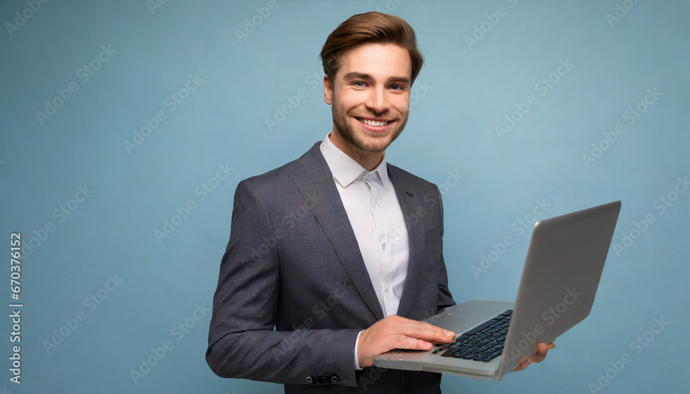 Confident Professional: Manager with Laptop and Smile Confident Professional: Manager with Laptop and Smile