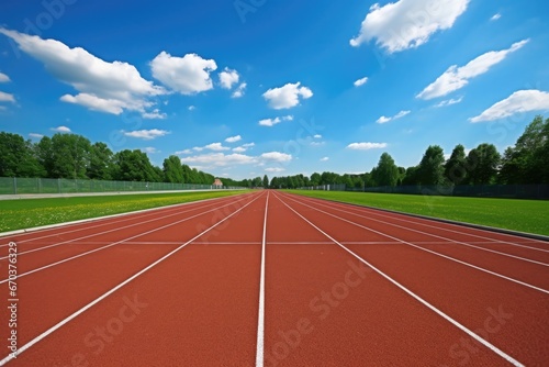 an empty running track on a sunny day